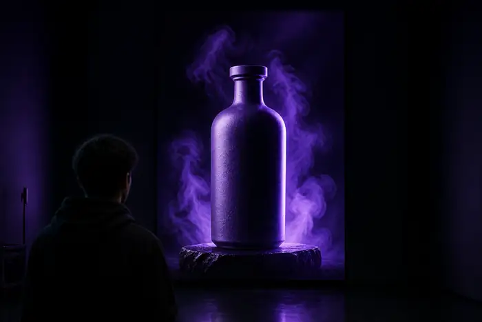 Helle kreative Media.io-Oberfläche mit einem visuellen Projekt, das zum Export bereit ist.