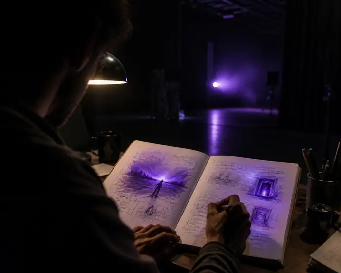 Written visual direction represented as a cinematic text-to-video starting concept.