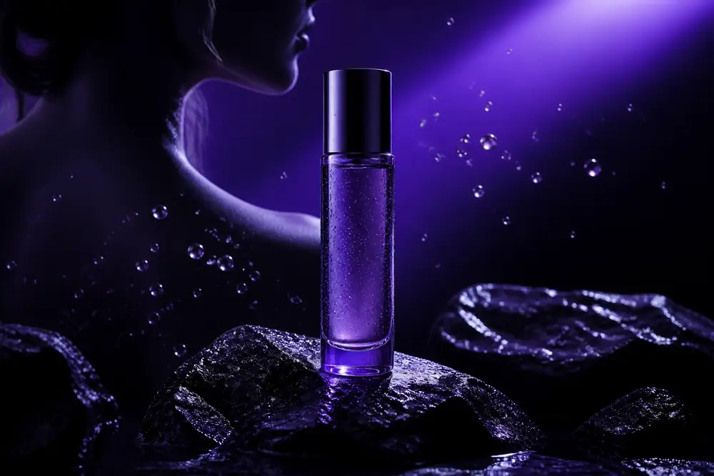 Large story workspace scene with cinematic frames and a violet creative canvas.